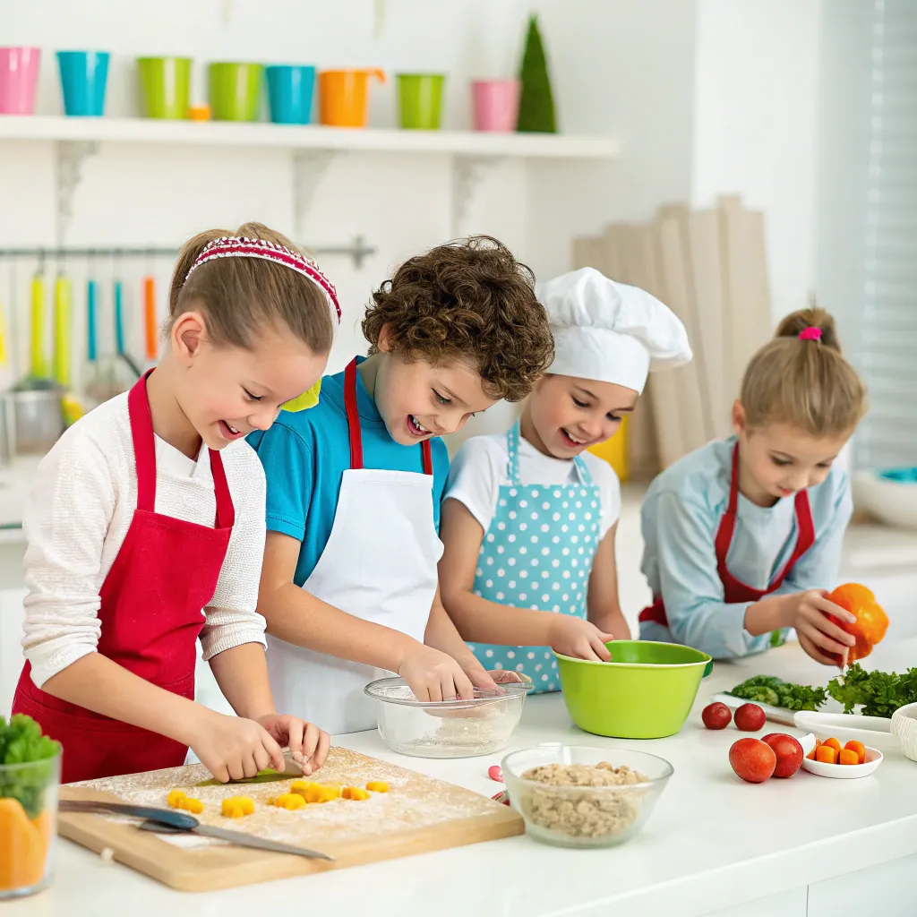 Children in a cooking class