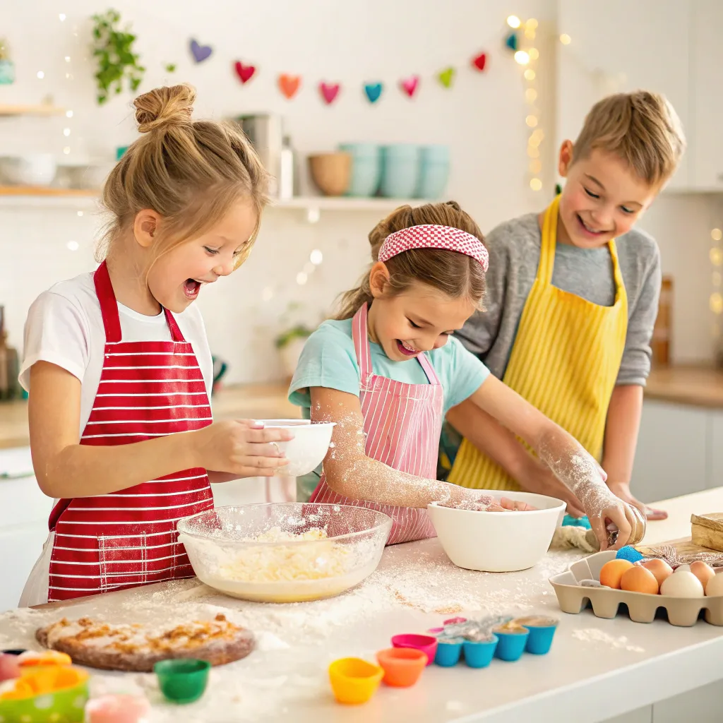 Children having fun baking